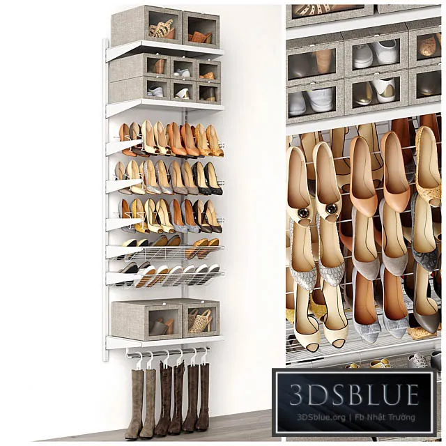 Shoe rack in a shoe cabinet. Set of shoes. Shelf filling 3DS Max - thumbnail 3