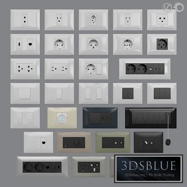 Sockets and switches Vimar Neve Up (IT\/US standard cover plates) 3DS Max - thumbnail 3