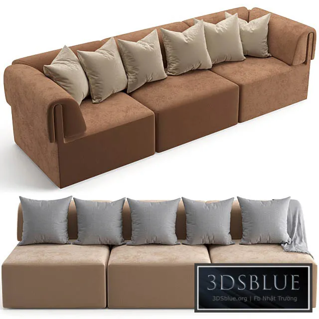Gubi Wonder sofa 3 seater with without armrest 3DS Max - thumbnail 3