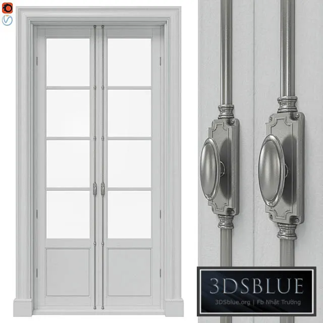 Classic doors with cremones 3DS Max - thumbnail 3