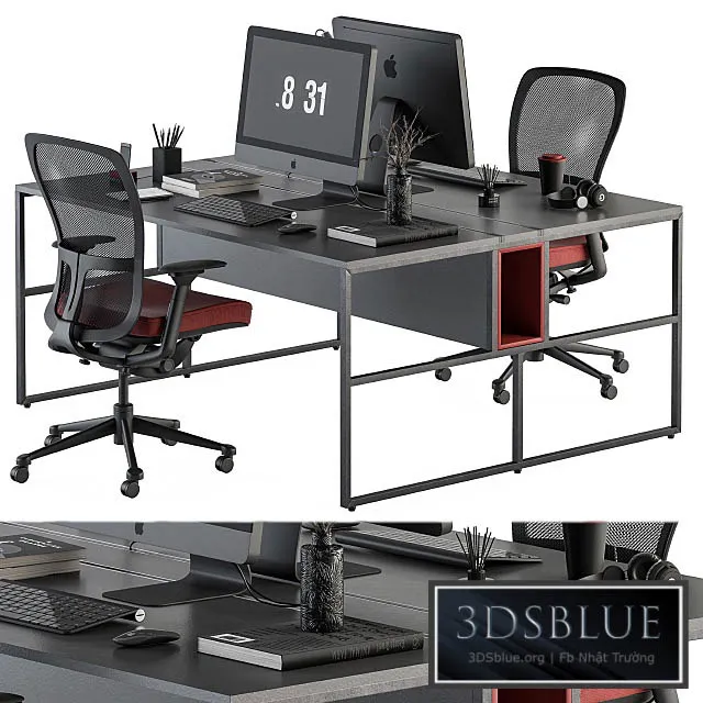 employee Set Red and Black – Office Furniture 245 3DS Max - thumbnail 3