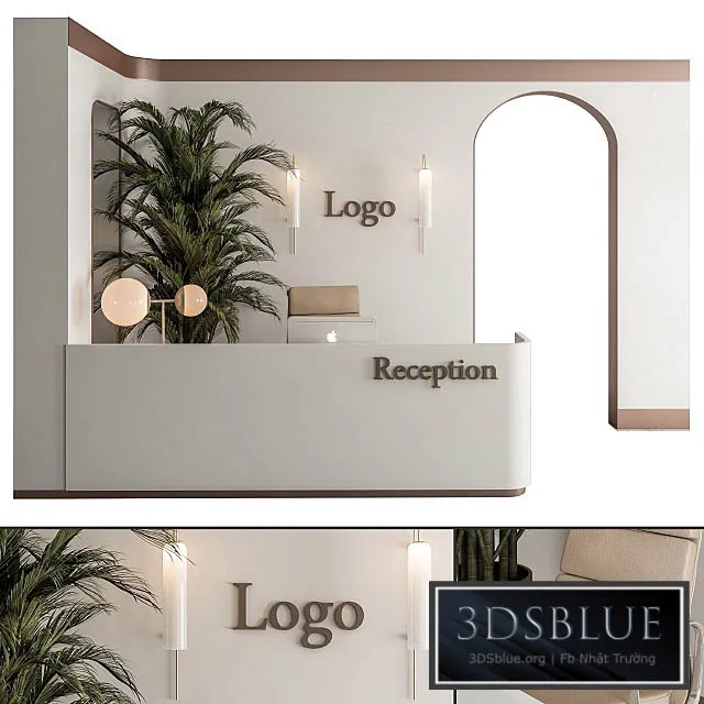 Reception Desk and Wall Decoration – Office Set 239 3DS Max - thumbnail 3