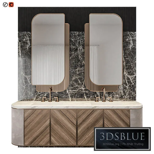 Luxury Marble Wood Bathroom 3DS Max - thumbnail 3
