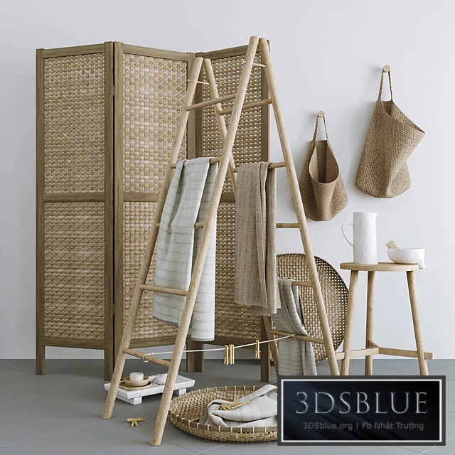 Set with Folding screen baskets and decorative stairs 3DS Max - thumbnail 3