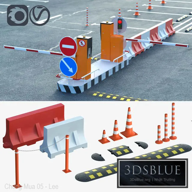 Equipment for the creation of parking lots road fences 3DS Max - thumbnail 3