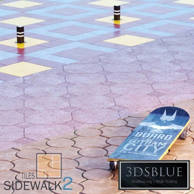 Sidewalk Tiles 2 \/ Paving Tiles 2 3DS Max - thumbnail 3