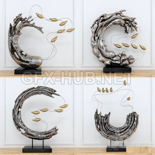 Abstract RESIN sculpture with birds – 205001