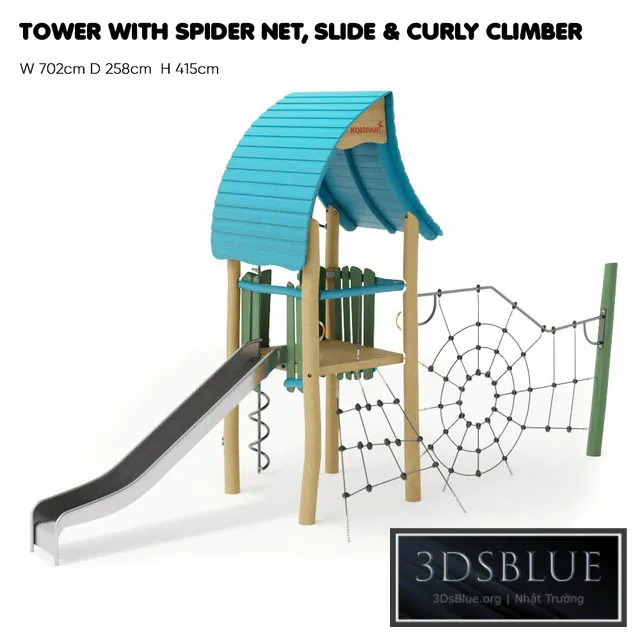 “KOMPAN. “TOWER WITH SPIDER NET SLIDE & CURLY CLIMBER””” 3DS Max - thumbnail 3
