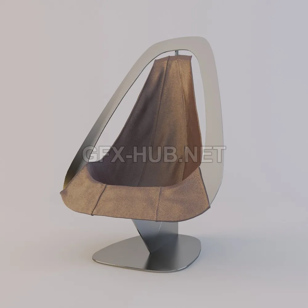 Alain Douillard Leather Chair 1970  (VrayCorona) – 205433