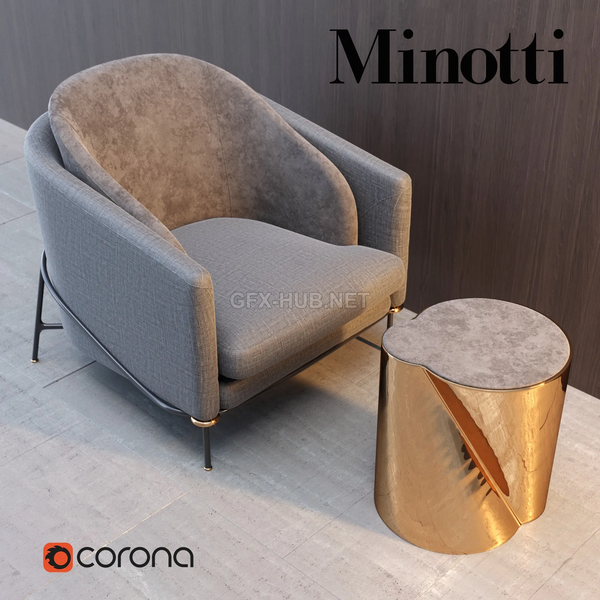 Armchair Minotti Fil Noir 3D model – 206205