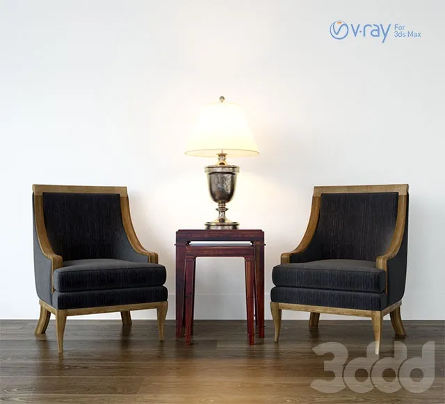 armchairs + table + lamp – 206287