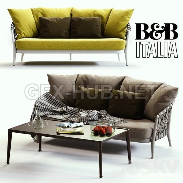 B and B Italia Erica grey and yellow sofa – 206803