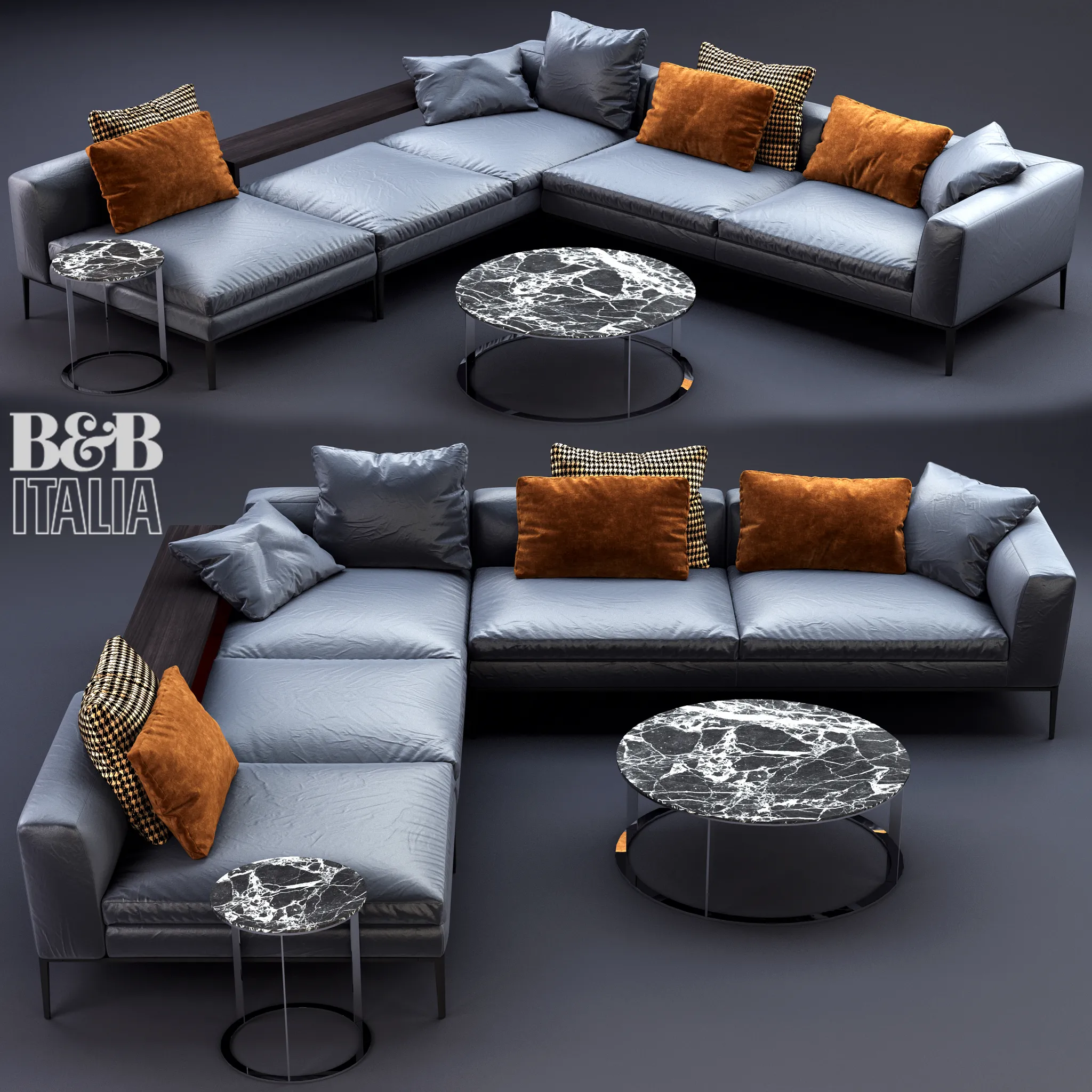 B B Italia MICHEL Leather Sofa – 206809