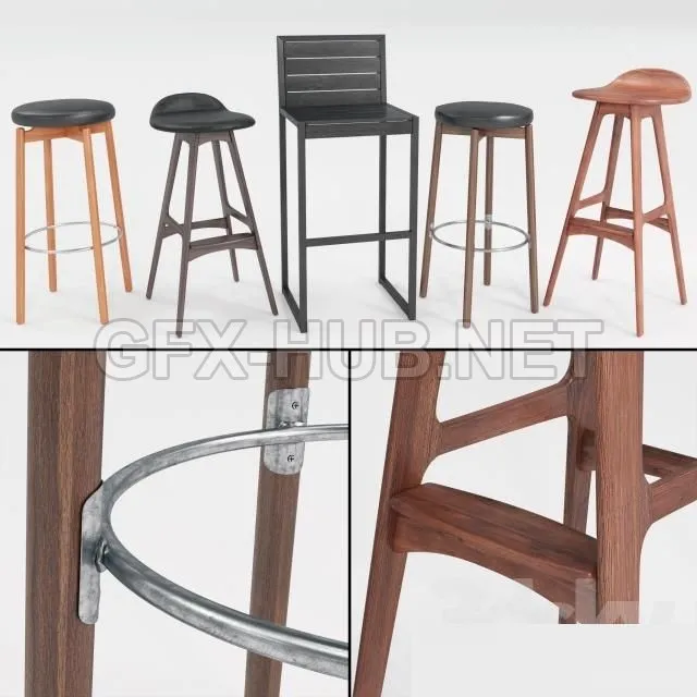 Bar stool set (max 2011 Vray) – 207133