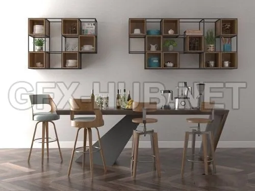 Bar Tables and Chair 3d Model – 207139