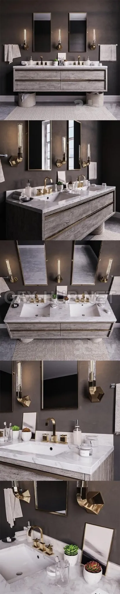 Bezier double floating vanity RH Bathroom – 208161