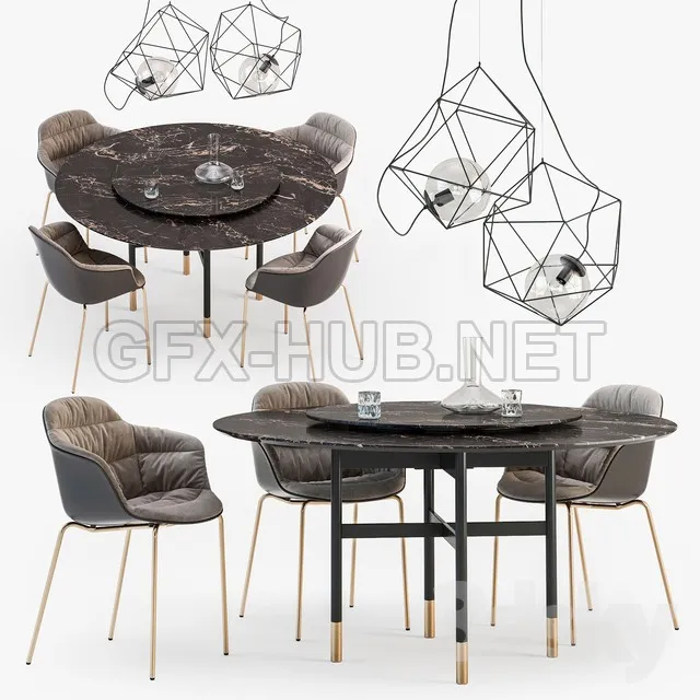 Bontempi Glamor table Mood chair set 3D Model – 208671
