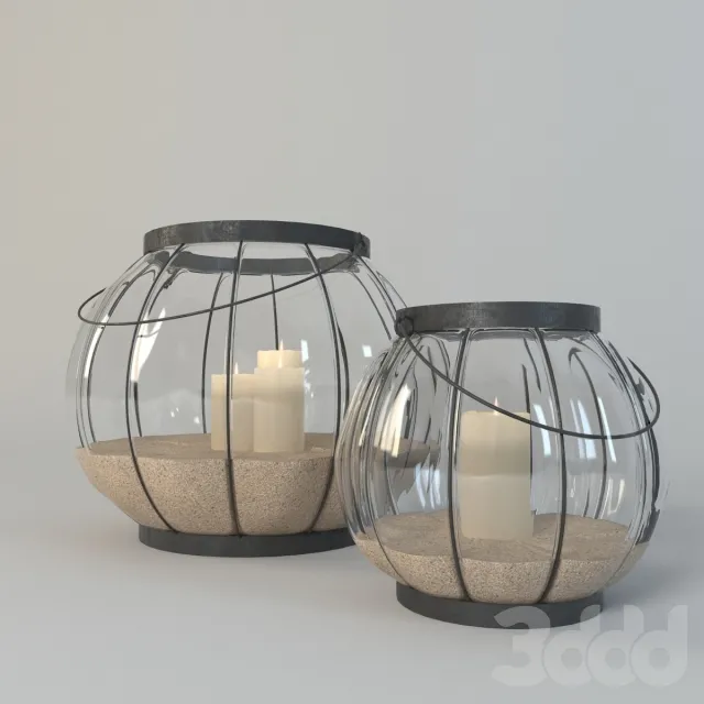 Bubble caged glass lantern – 209017