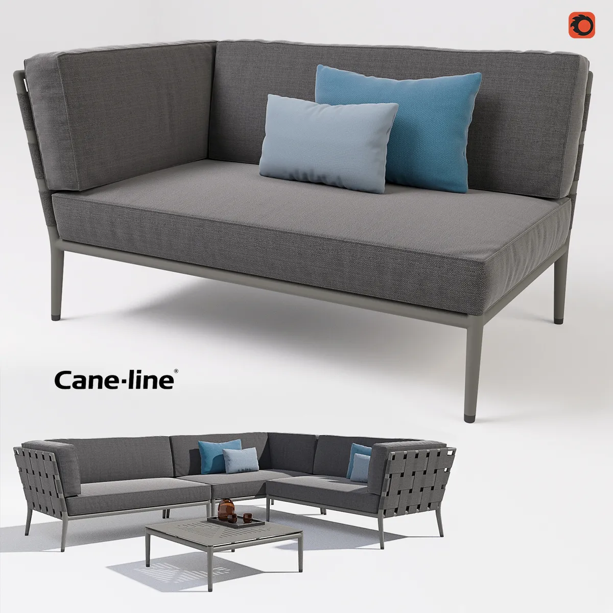 CANE LINE Conic 2-Seats + Table CORONA PRO – 209337