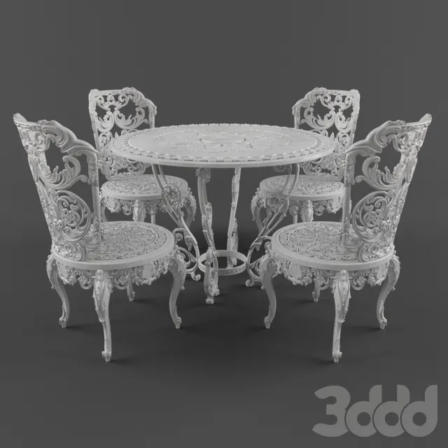 Cast Iron Chair And Table – 209713