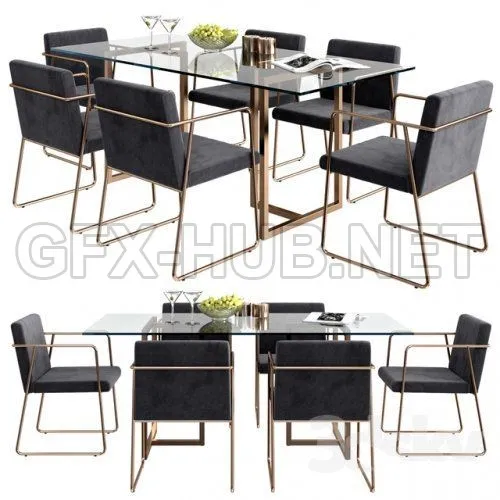 CB2 rouka chair  rectangular dining table (max 2012 Vray) – 209819