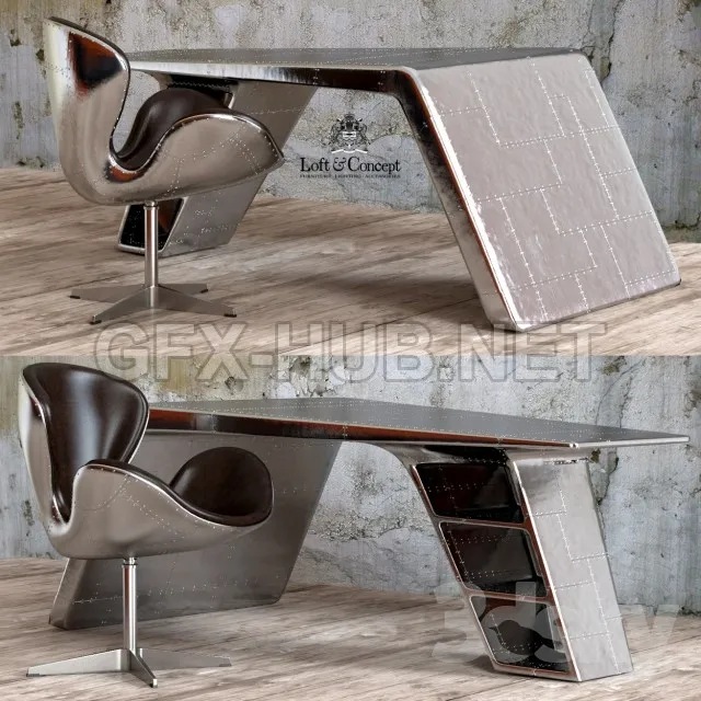 Chair and desk Aviator 3d Model – 209967
