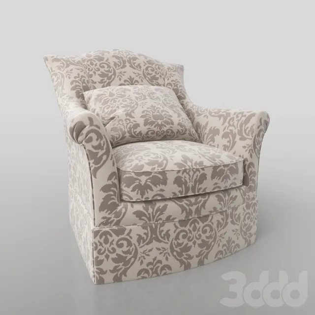 Charlotte Storm Skirted Printed Fabric Swivel Chair – 210237