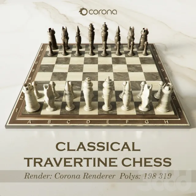 Classical Travertine Chess – 210789