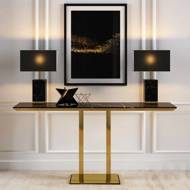 Console in gold and black marble finishes – 211261