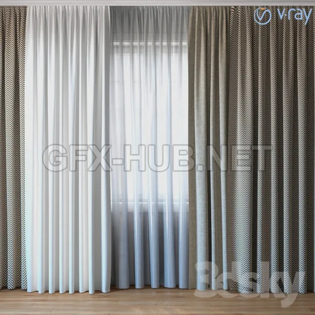 Curtains With Tulle V-ray Set 03 – 211747