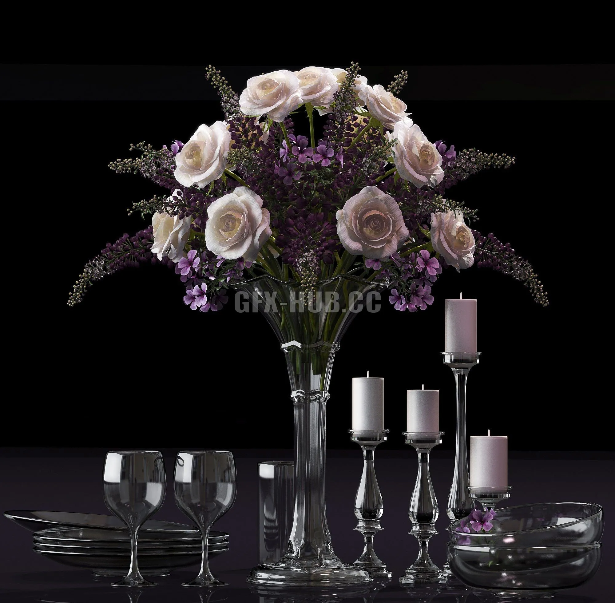Decorative set with vase of flower 06 – 212285