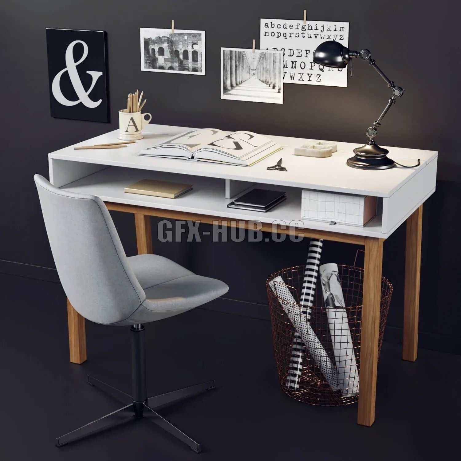Desk and chair with La Redoute decor – 212453