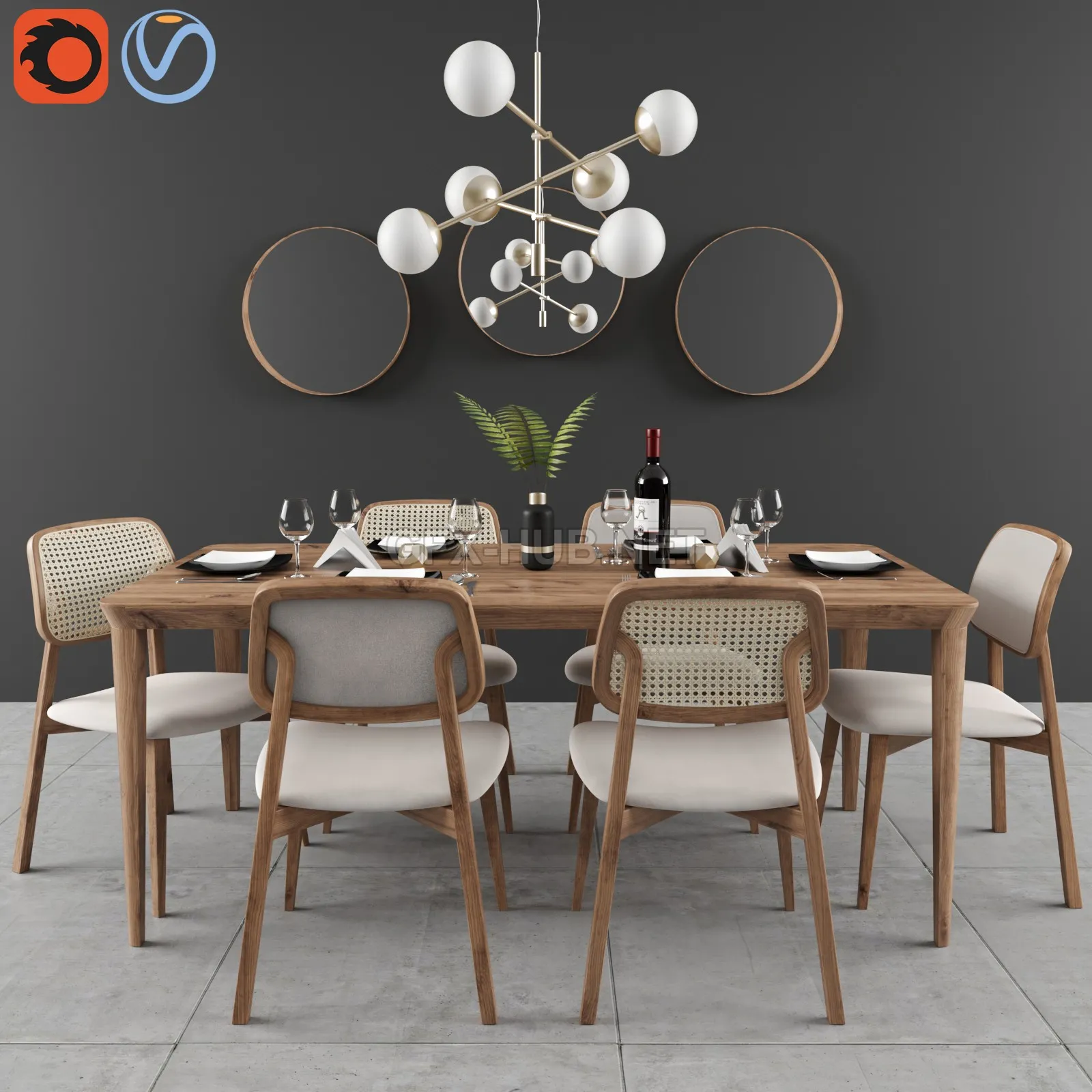Dining set Lider with mirror ESPELHO LIP – 212623