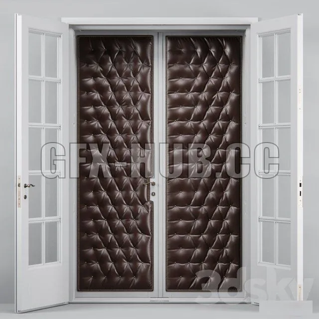 Double Leather Tufted Glass Doors – 213029