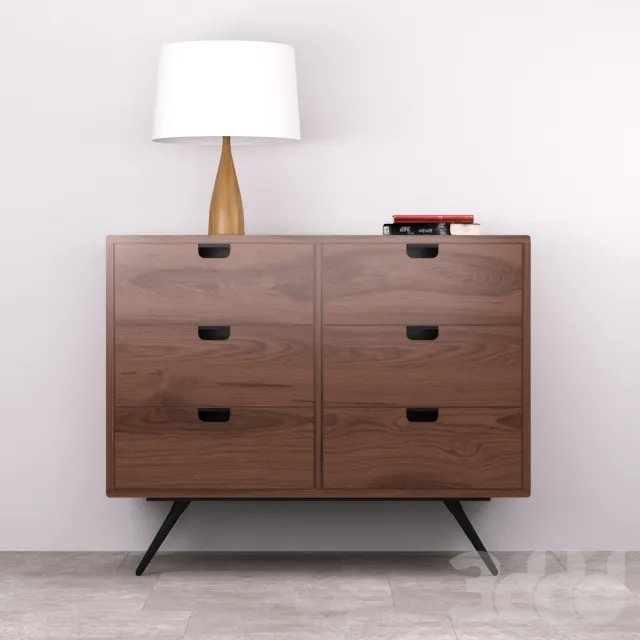 Dresser commode credenza in Oak with wood table lamp – 213077