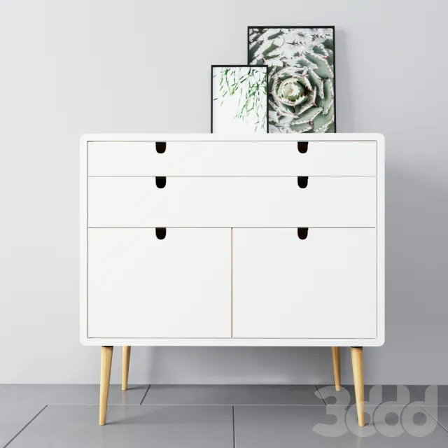 Dresser in solid beech with decor – 213079