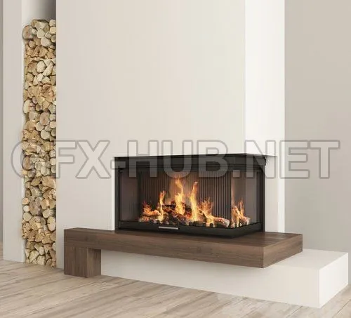 Fireplace and firewood2 3D model – 214453