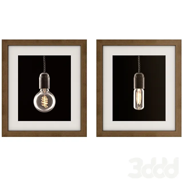 Framed Giclée Assorted Edison Bulb Wall Art – 214933