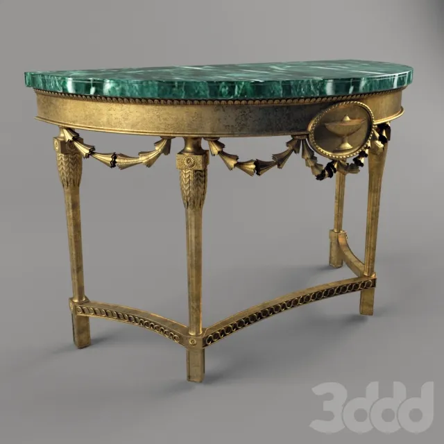 Giltwood Marble Top Demi-lune Pier Table – 215373