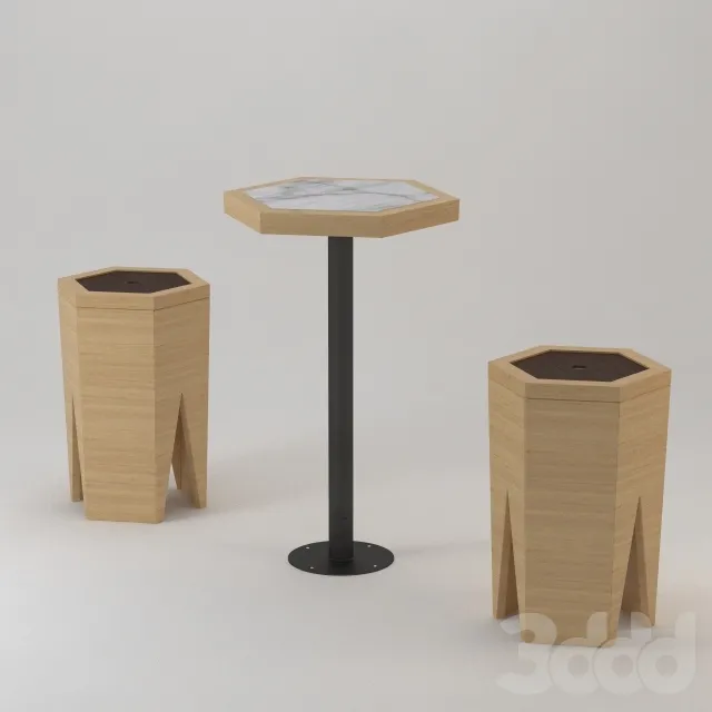 Hexagonal Seat And Table – 216331