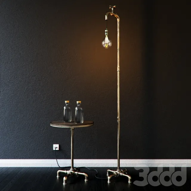 Industrial Floor Lamp and Small Stol – 217139