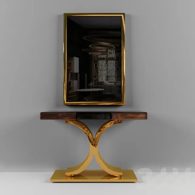 Large Gold Italian Wall Mirror and console – 218595