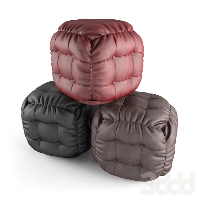 Leather Pouf – 218713