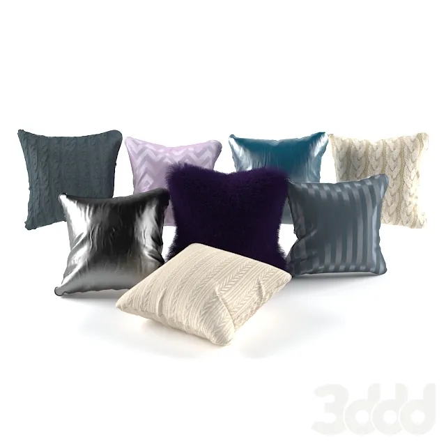 Leatherfursilk and knitted pillow set – 218733