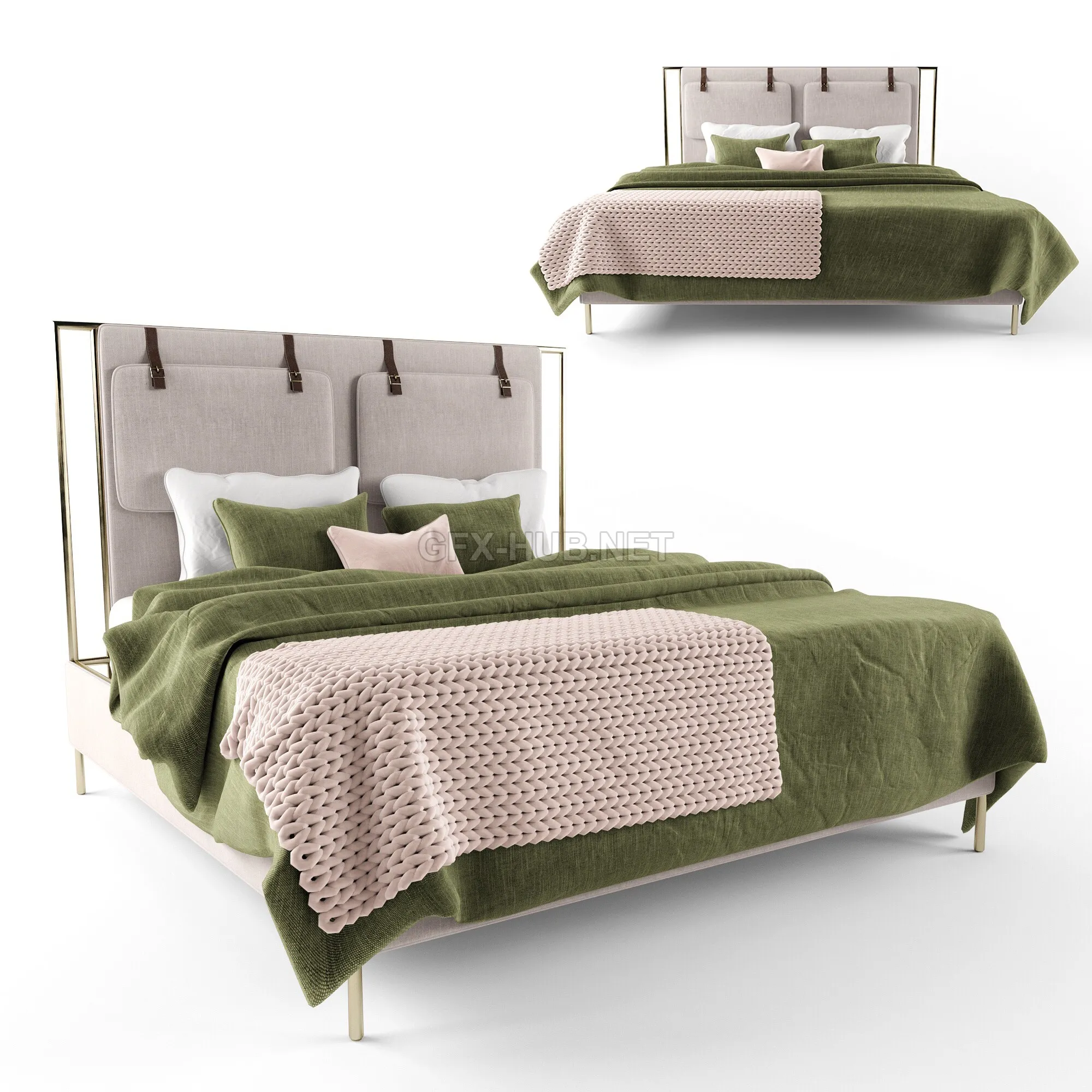 Leigh Upholstered Bed 3D model – 218789