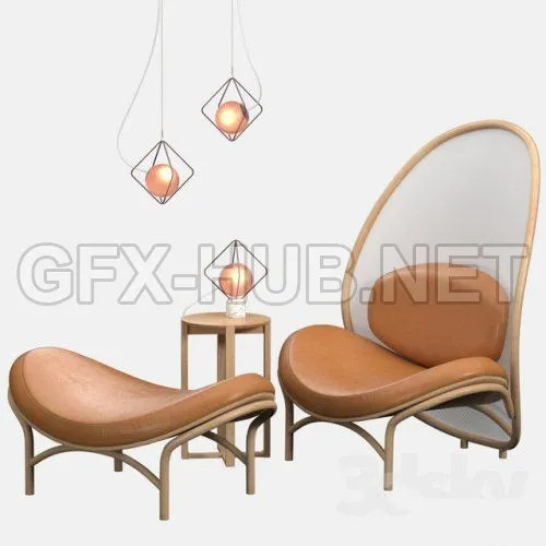 Lounge chair leather chips (Vray) 3d model – 219239