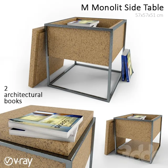 M_Monolit_Side_Table_+_2_books – 219491