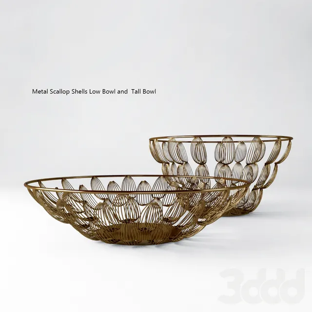 Metal Scallop Shells Low Bowl and Tall Bowl – 220003
