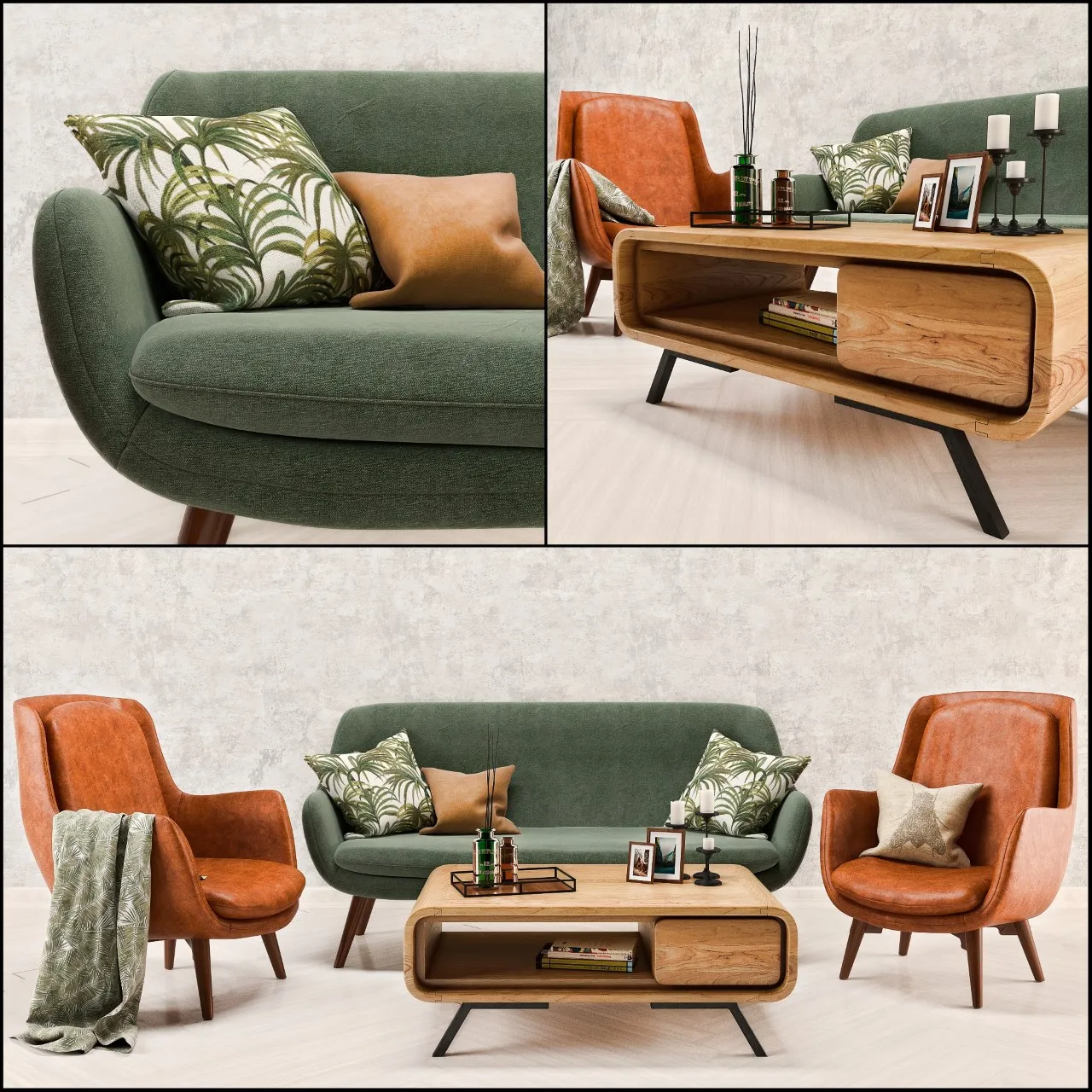 Mid Century Sofa and Chair set – 220075