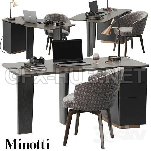 Minotti Jacob desk set 3D Model – 220263